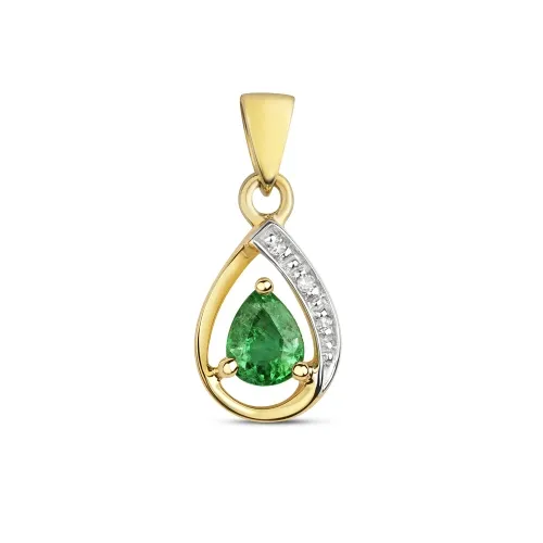 Diamond & Emerald 0.33ct  Pendant 9ct Gold